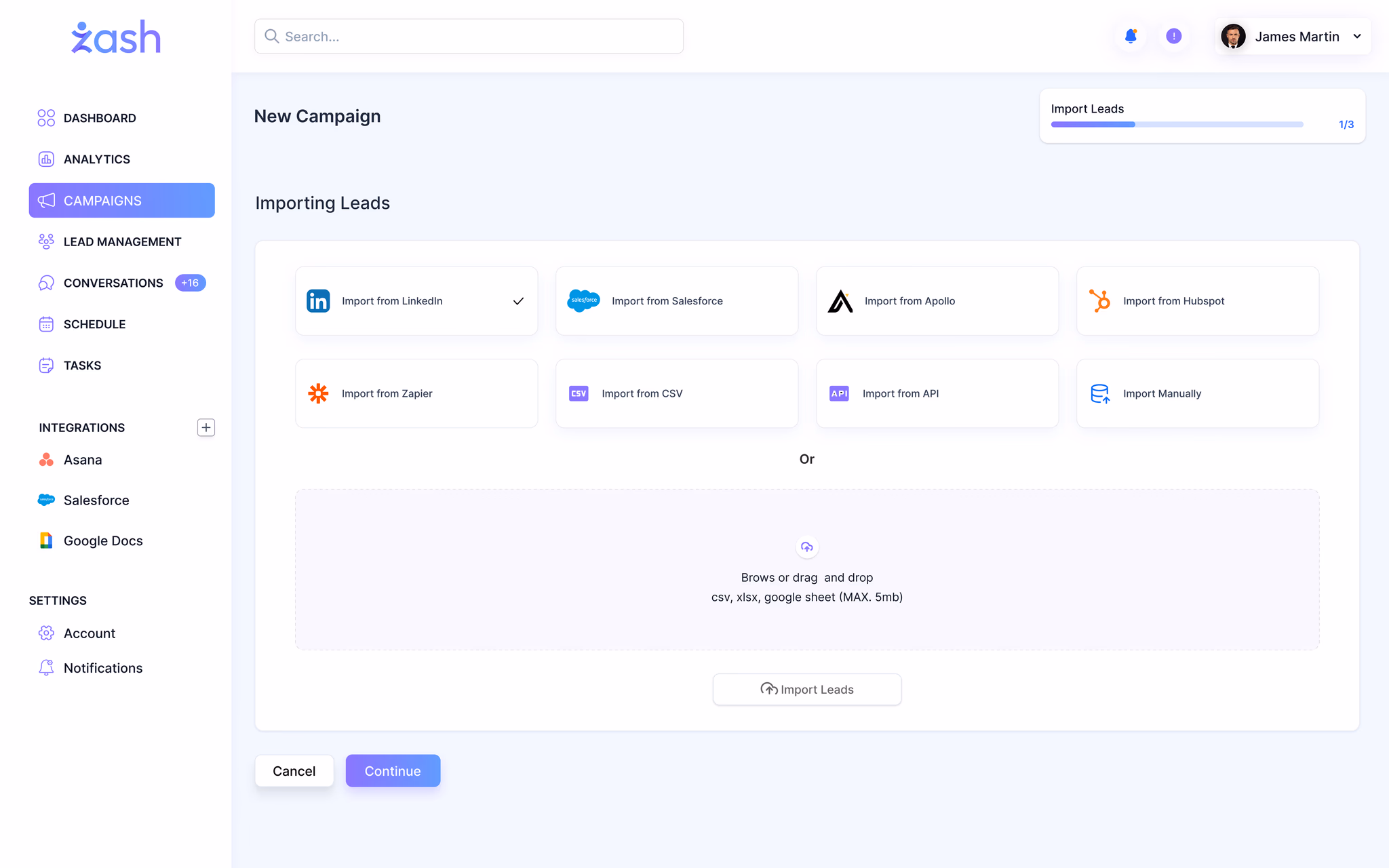 Campaigns Screen